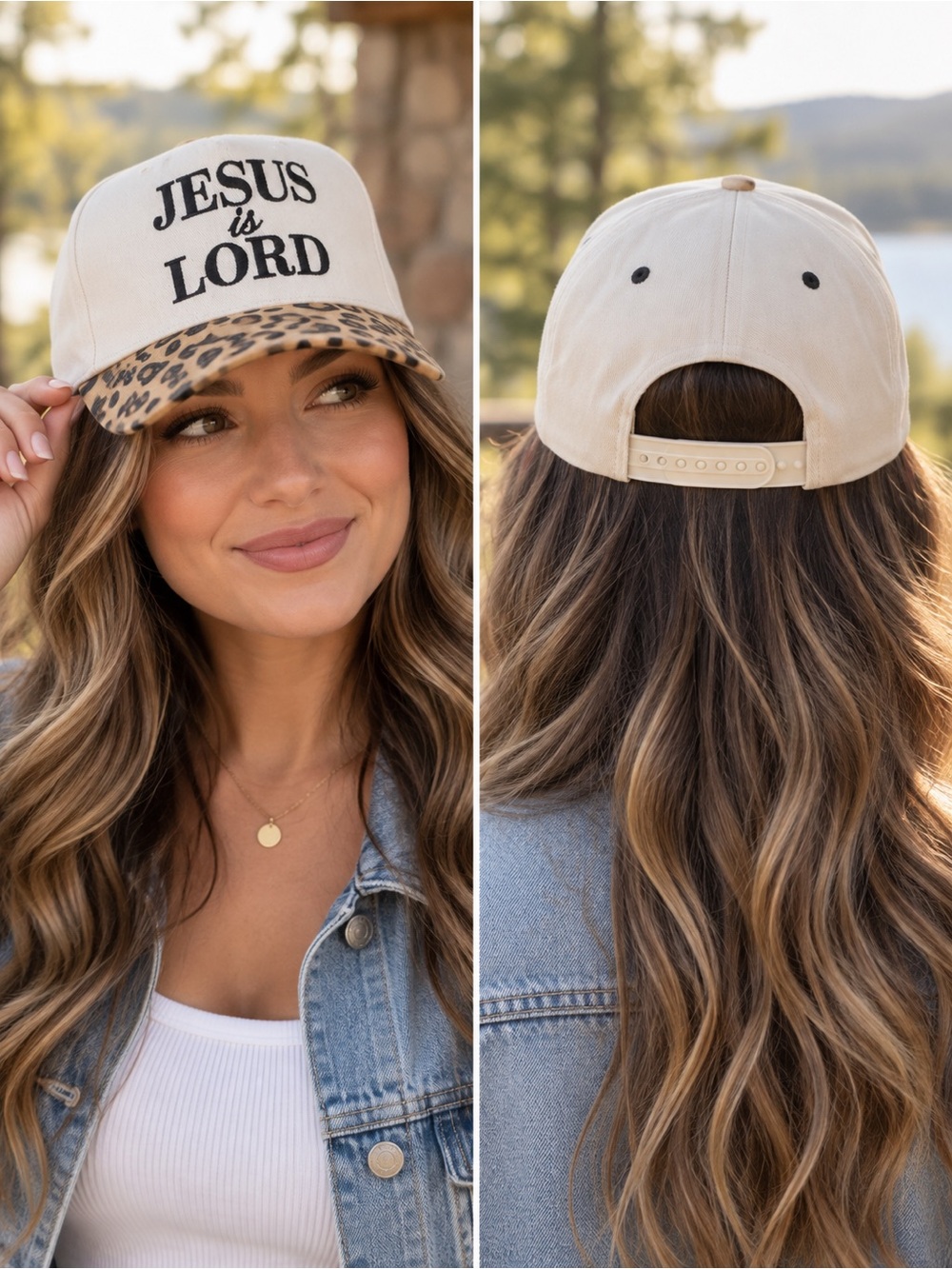 🆕 Jesus Is Lord Leopard Print Brim Christian Faith Snapback Hat - Picture 2 of 2